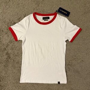 Piombo Short Sleeve Tee in White and Red